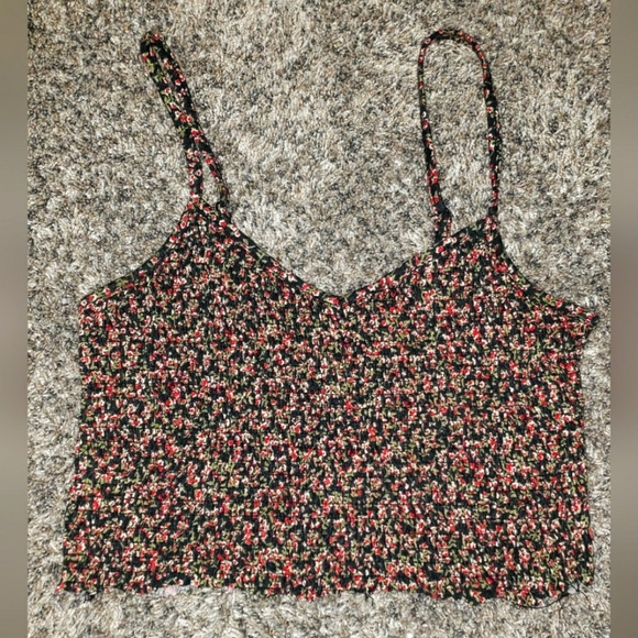Willow Root| Floral Fitted Spaghetti Strap Crop Top - Picture 1 of 4